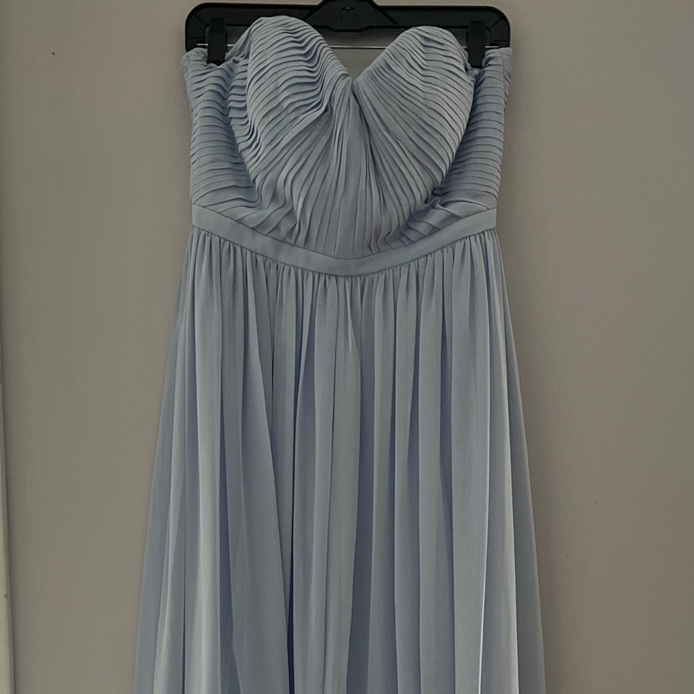 Blue bird blue strapless gown